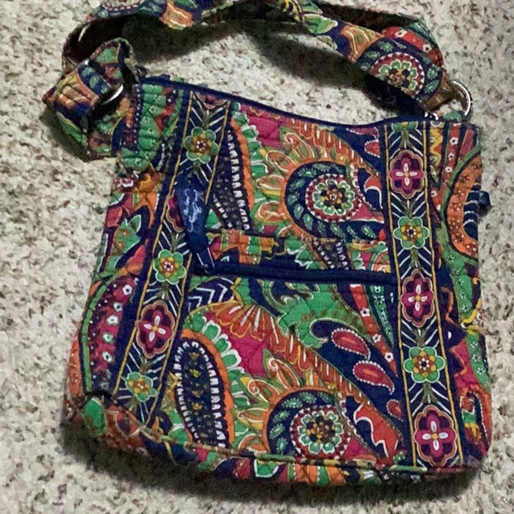 Vera Bradley Colorful  Venetian Paisley Quilted Crossbody 11 X 11